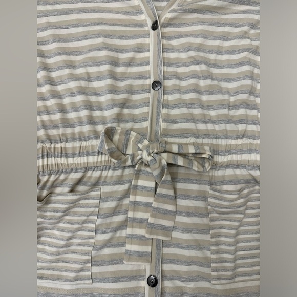 St John Knit Jersey Cardigan Ivory, Light grey, Tan Striped Small NWOT MSRP $495 - Picture 4 of 10